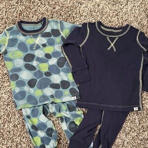 Pact Kids Pajamas Set - Blue and Green Patterned & Navy